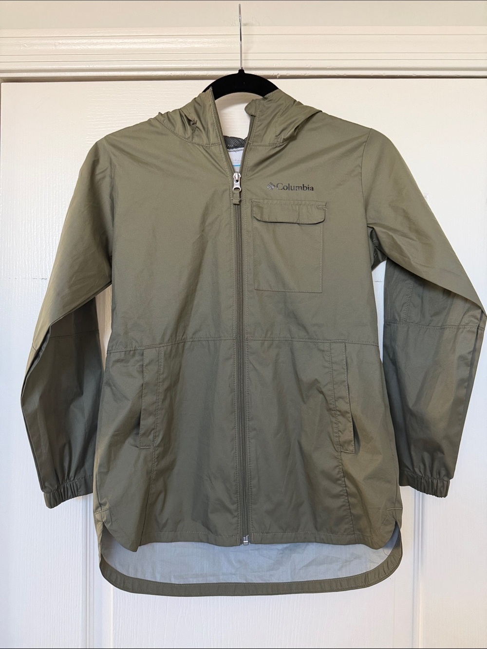 Columbia Olive Hooded Packable Windbreaker Jacket